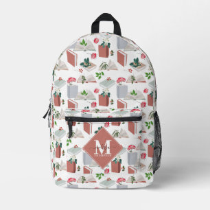 Monogramm für botanische Bücher und Bibliotheksles Bedruckter Rucksack