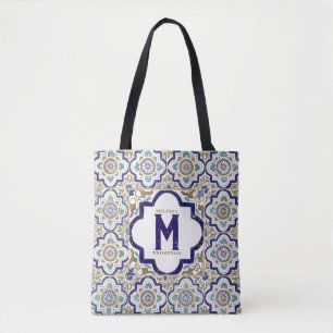 Monogramm für botanische ZierTiles Tasche