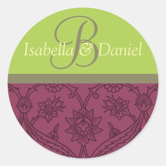 Monogramm für Bräune und Wein für Umschläge Runder Aufkleber (Vorderseite)