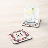 Monogramm für Burgunder Berries und Herbstleaves Getränkeuntersetzer (Rechte Seite)