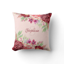 Monogramm für Burgundy Blush Floral Name
