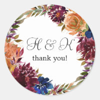 Monogramm für Burgundy & Navy Orange Fall Floral
