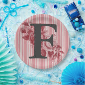 Monogramm für Cabbage-Rose Rosa Rosa Blütenblüte Pappteller (Party)
