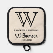 Monogramm für Chic Couple Names Family Topflappen (Vorderseite)