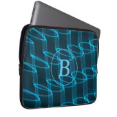 Monogramm für coole Abstrakte blaue Neonwache Laptopschutzhülle (Vorne Rechts)