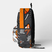 Monogramm für coole Cartoon-Basketballelemente Bedruckter Rucksack (Rechts)