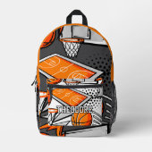 Monogramm für coole Cartoon-Basketballelemente Bedruckter Rucksack (Vorderseite)