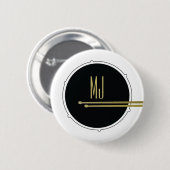 Monogramm für Coole Schwarz-Weiß-Trommeln Button (Vorne & Hinten)