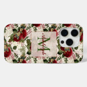 Monogramm für Creme-Dragonfische und Rose Case-Mate iPhone Hülle (Rückseite (Horizontal))