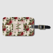 Monogramm für Creme-Dragonfische und Rose Gepäckanhänger (Vorderseite (Horizontal))