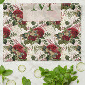 Monogramm für Creme-Dragonfische und Rose Geschirrtuch (Gefaltet)