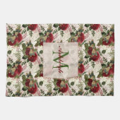 Monogramm für Creme-Dragonfische und Rose Geschirrtuch (Horizontal)