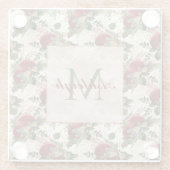 Monogramm für Creme-Dragonfische und Rose Glasuntersetzer (Rückseite)