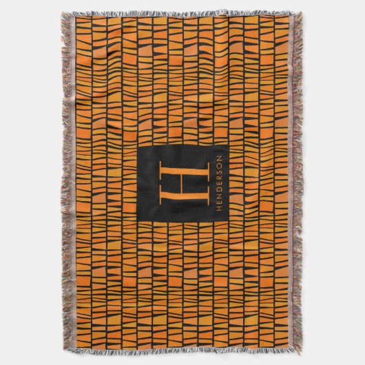Monogramm für das afrikanische Inspirierte Orange- Decke (Vorderseite Vertikal)