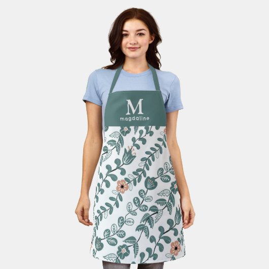 Monogramm für das Aquamarine Muster Schürze (Getragen)