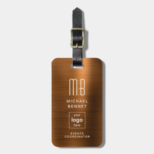 Monogramm für das benutzerdefinierte Logo, Kupfer, Gepäckanhänger (Vorderseite vertikal)