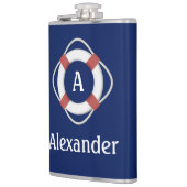 Monogramm für das blaue Nautikleben Flachmann (Links)