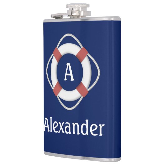 Monogramm für das blaue Nautikleben Flachmann (Links)