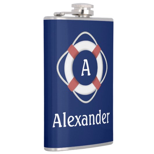 Monogramm für das blaue Nautikleben Flachmann (Rechts)