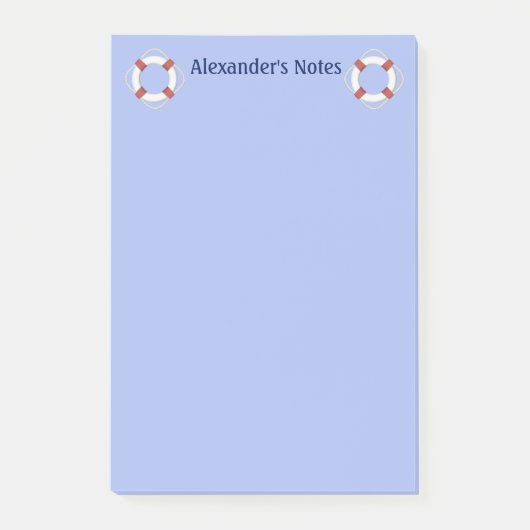 Monogramm für das blaue Nautikleben Post-it Klebezettel (Vorderseite)