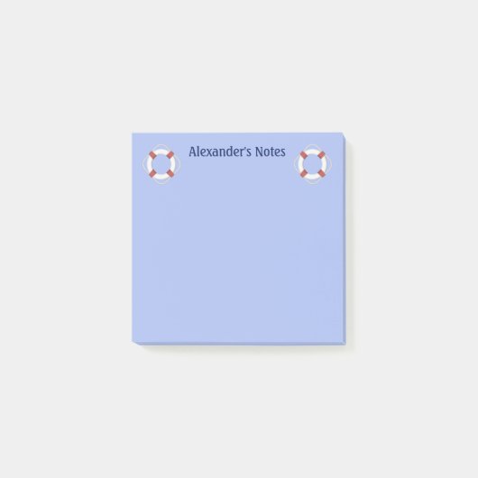 Monogramm für das blaue Nautikleben Post-it Klebezettel (Vorderseite)