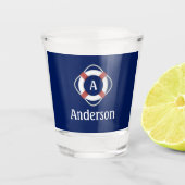 Monogramm für das blaue Nautikleben Schnapsglas (Vorderseite)
