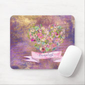 Monogramm für das Blumenherz Gold Antiquitätenhand Mousepad (Mit Mouse)