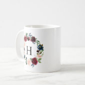 Monogramm für das Blumenmuster "Watercolor Burgund Kaffeetasse (Vorderseite Links)