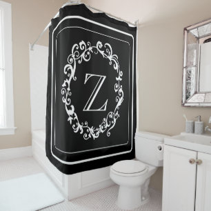Monogramm für das Design der weißen schwarzen Gren Duschvorhang