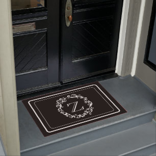 Monogramm für das Design der weißen schwarzen Gren Fußmatte