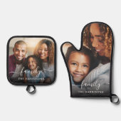 Monogramm für das Foto eines weißen Skripts Ofenhandschuh & Topflappen-Set (Vorderseite)