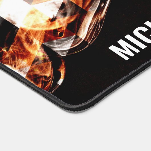 Monogramm für das funkelnd orangefarbene Dreieck Schreibtischunterlage (Ecke)