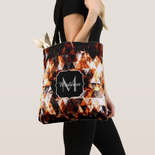 Monogramm für das funkelnd orangefarbene Dreieck Tasche