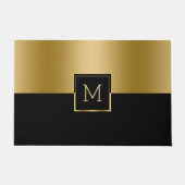 Monogramm für das geometrische Gold- und Schwarz-D Fußmatte (Vorderseite)