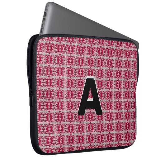 Monogramm für das geometrische Muster Burgundy & S Laptopschutzhülle (Vorne Rechts)