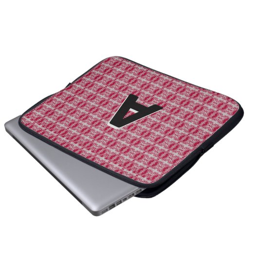 Monogramm für das geometrische Muster Burgundy & S Laptopschutzhülle (Vorne Knopf)