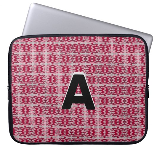 Monogramm für das geometrische Muster Burgundy & S Laptopschutzhülle (Vorderseite)