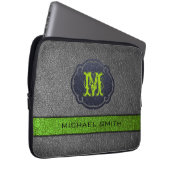 Monogramm für das grüne und das graue Leder Laptopschutzhülle (Vorne Rechts)