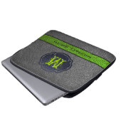 Monogramm für das grüne und das graue Leder Laptopschutzhülle (Vorne Knopf)