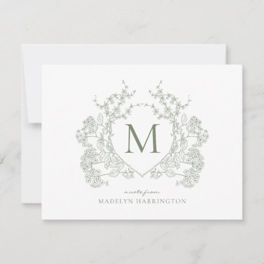Monogramm für das klassische botanische Wappen Gre Mitteilungskarte (Vorderseite)