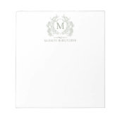 Monogramm für das klassische botanische Wappen Gre Notizblock (Vorderseite)