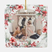 Monogramm für das klassische Holiday Berries-Foto Keramikornament (Rückseite)