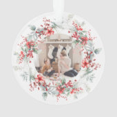 Monogramm für das klassische Holiday Berries-Foto Ornament (Rückseite)