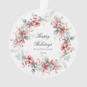 Monogramm für das klassische Holiday Berries-Foto Ornament (Vorderseite)