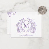 Monogramm für das klassische Violett Wappen Mitteilungskarte (Vorderseite/Rückseite Beispiel)