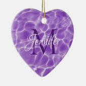Monogramm für das lila und weiße Foto des Schwimmb Keramik Ornament (Rechts)