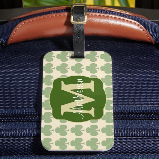 Monogramm für das Margen von Kleeblättern Gepäckanhänger (Vorderseite Insitu 2)