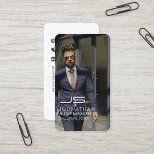 Monogramm für das moderne Berufliche Schwarzweiß-F Visitenkarte