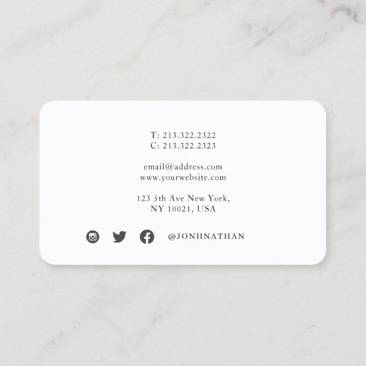 Monogramm für das moderne Berufliche Schwarzweiß-F Visitenkarte (Rückseite)