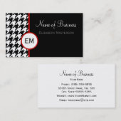 Monogramm für das moderne Schwarzweiß-Hahnentrittm Visitenkarte (Vorne/Hinten)